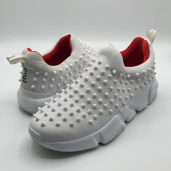 Mudd Shoes - Mudd White Poppy Spiked Slip On Sneakers Size 8.5